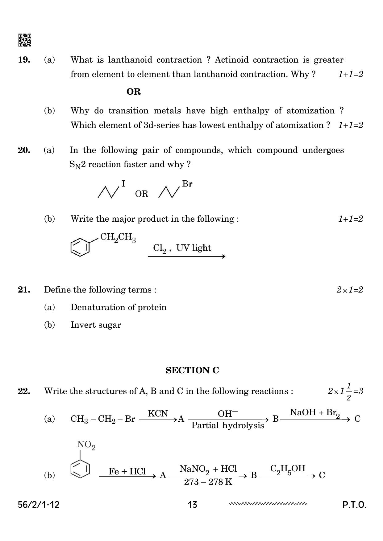 CBSE Class 12 56-2-1 Chemistry 2024 Question Paper - Page 13