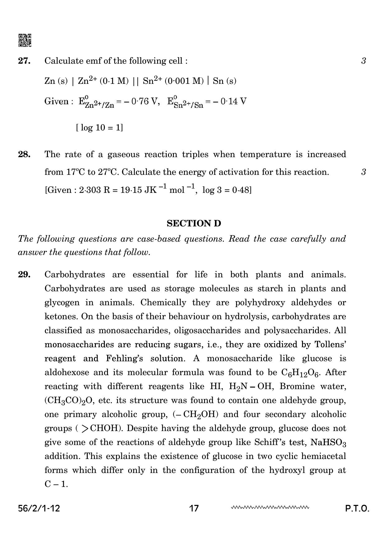 CBSE Class 12 56-2-1 Chemistry 2024 Question Paper - Page 17