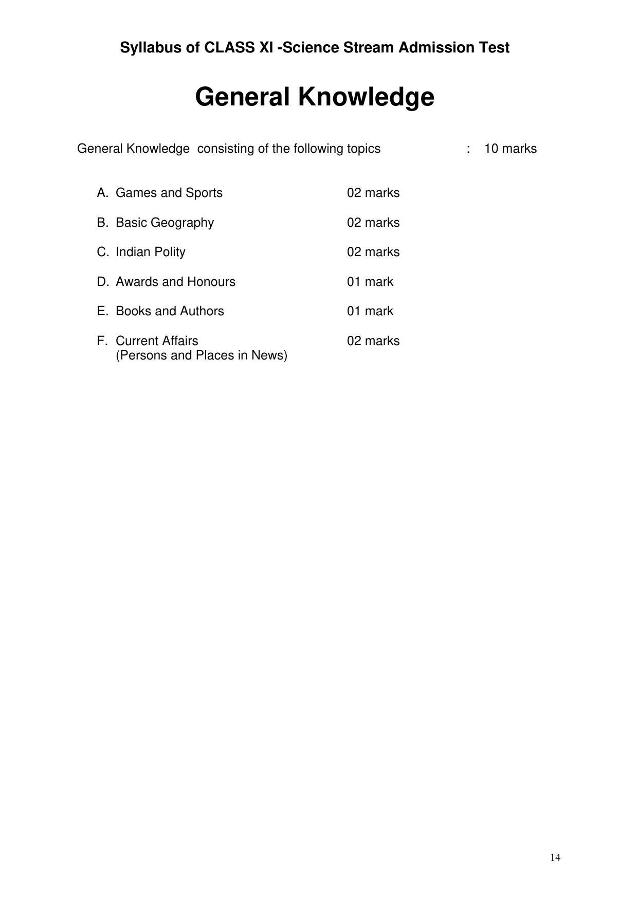 AMU Entrance Exam: XI Science Syllabus - Page 14