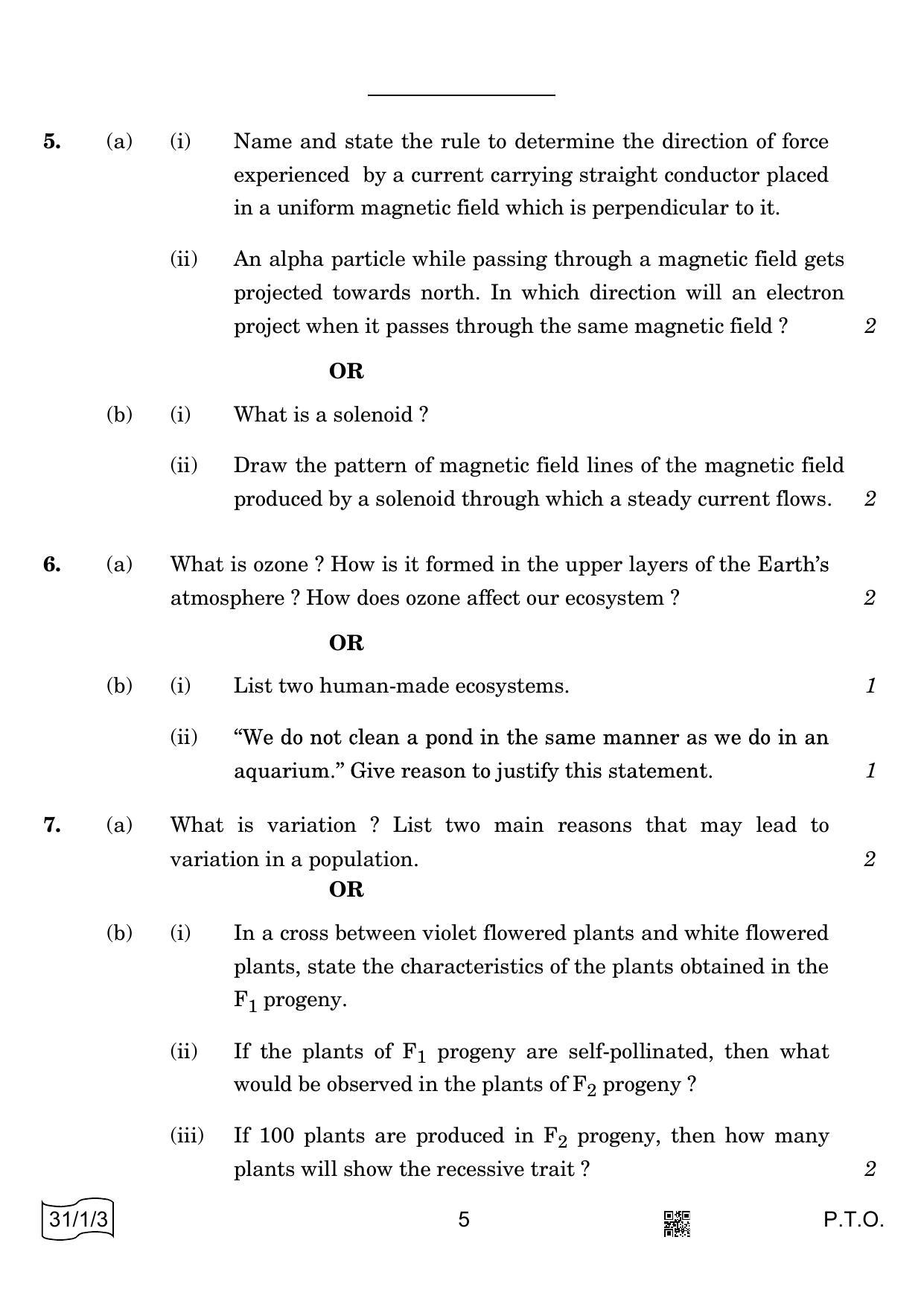 CBSE Class 10 31-1-3 Science 2022 Question Paper - Page 5