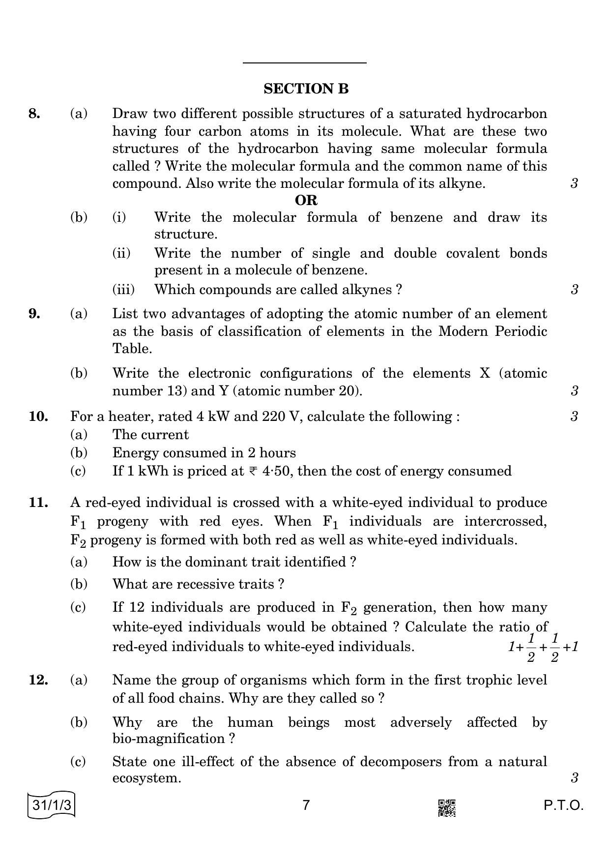 CBSE Class 10 31-1-3 Science 2022 Question Paper - Page 7
