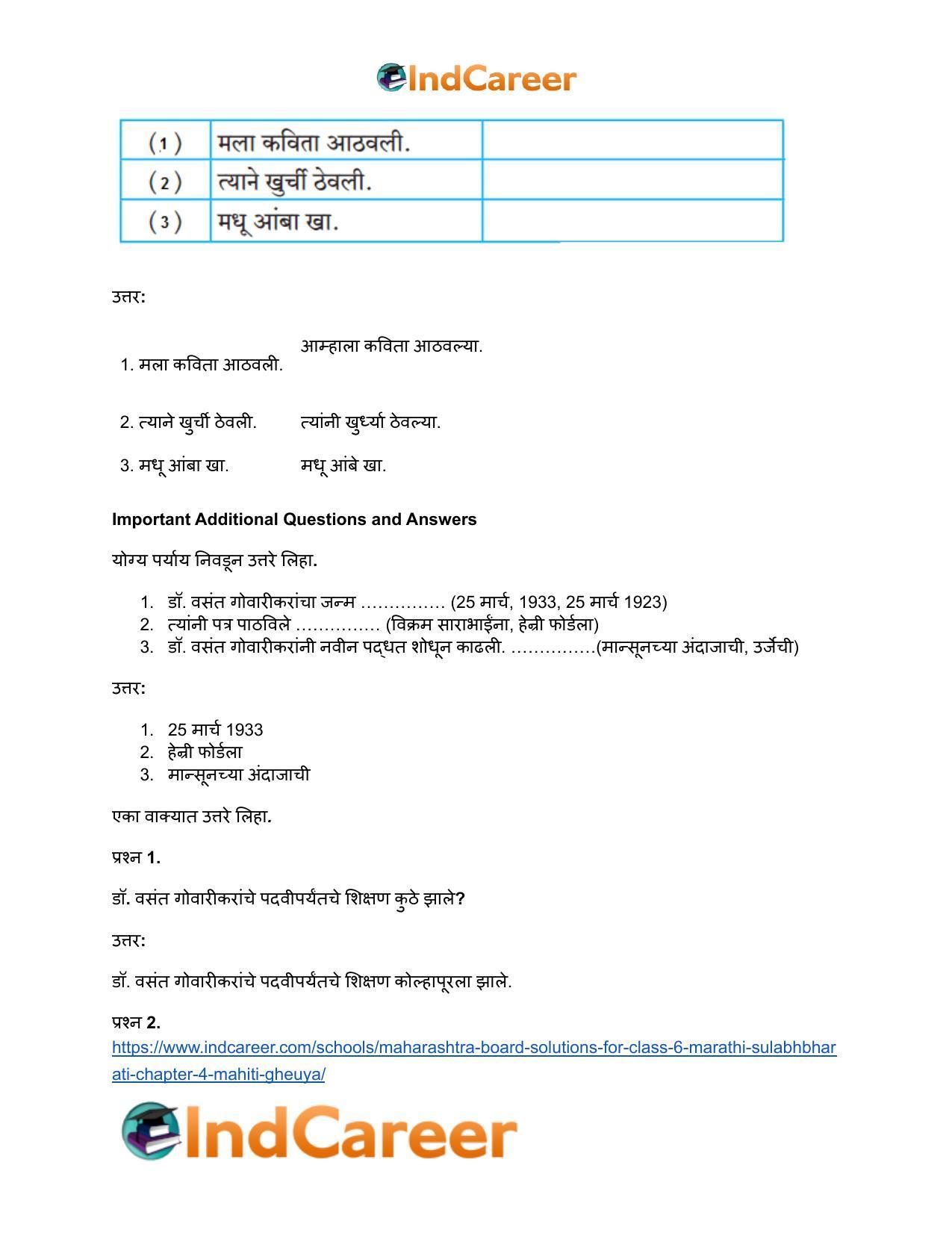 Maharashtra Board Solutions for Class 6- Marathi Sulabhbharati: Chapter 4- माहिती घेऊया - Page 4