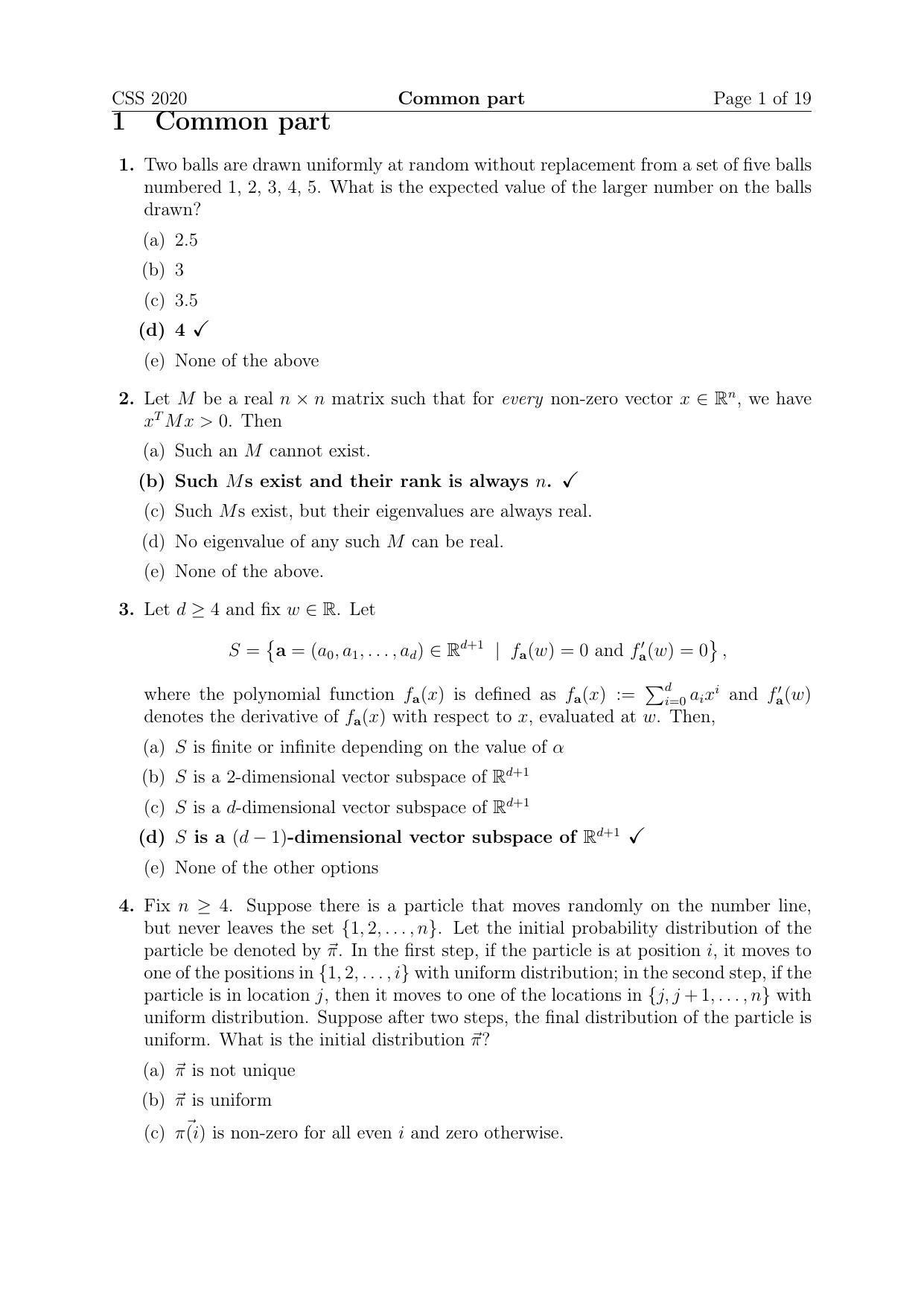 TIFR GS 2020 Computer & Systems Sciences Question Paper - Page 1