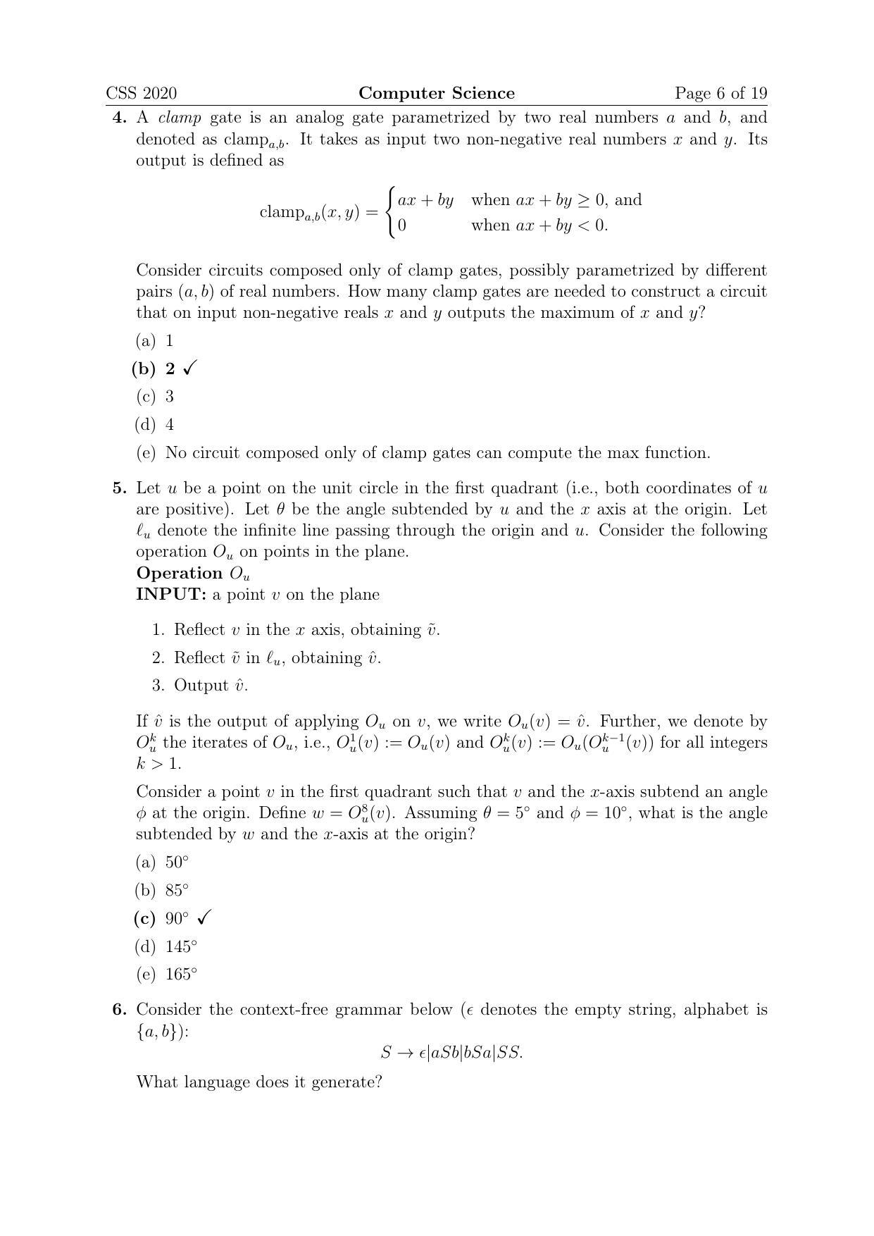 TIFR GS 2020 Computer & Systems Sciences Question Paper - Page 6