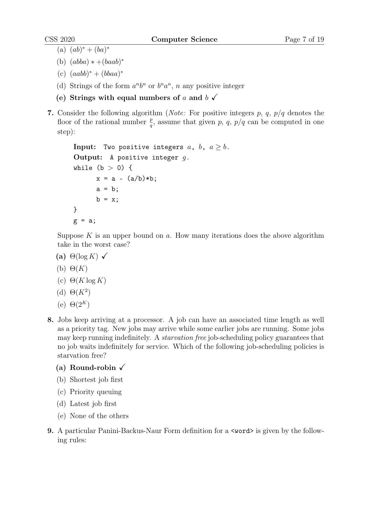 TIFR GS 2020 Computer & Systems Sciences Question Paper - Page 7