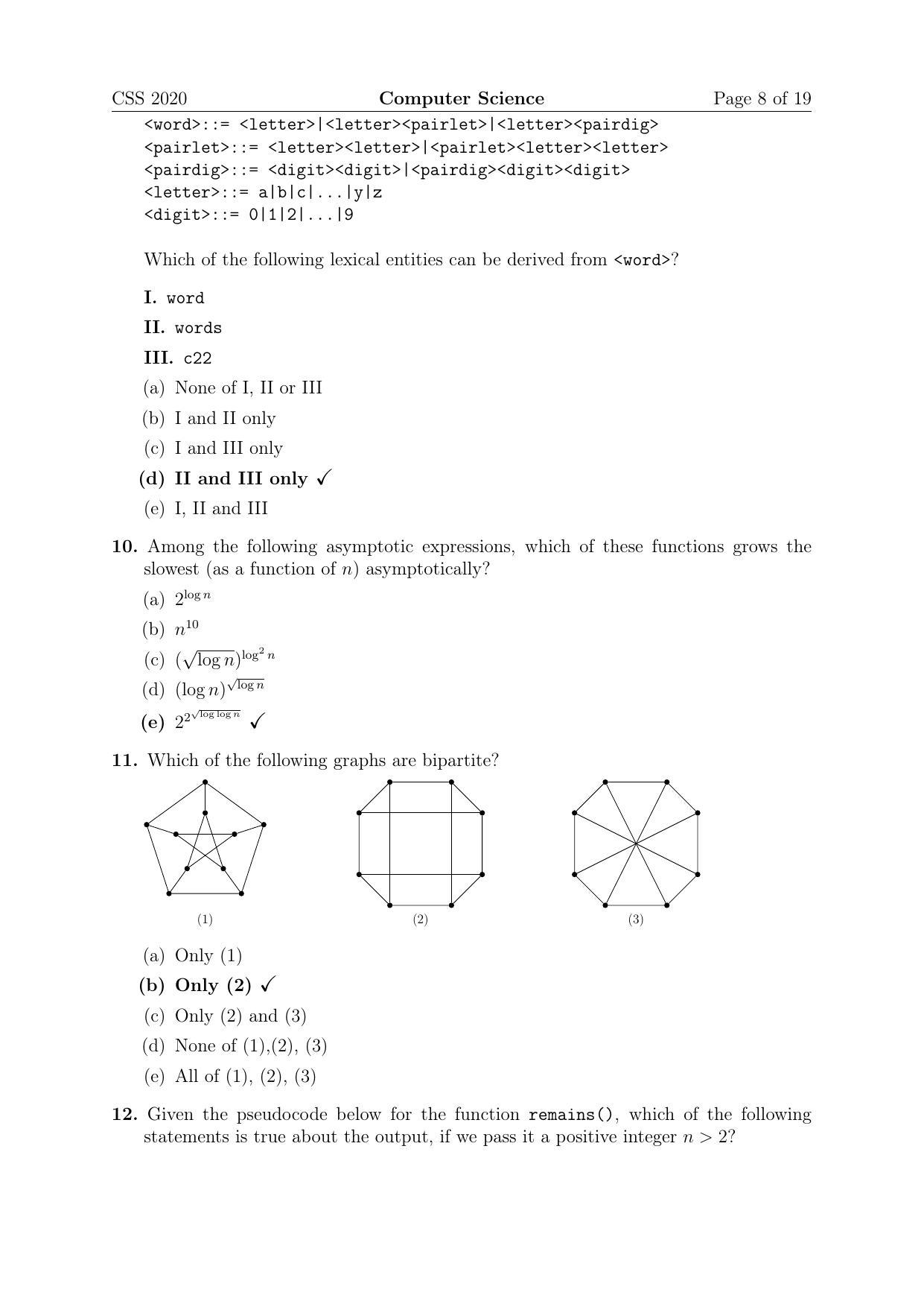 TIFR GS 2020 Computer & Systems Sciences Question Paper - Page 8