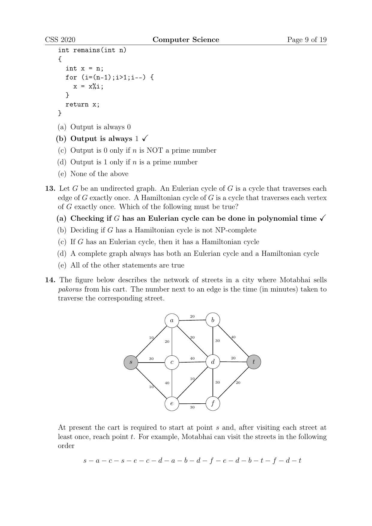 TIFR GS 2020 Computer & Systems Sciences Question Paper - Page 9