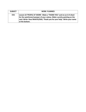 Worksheet for Class 1 EVS People at Work Assignment