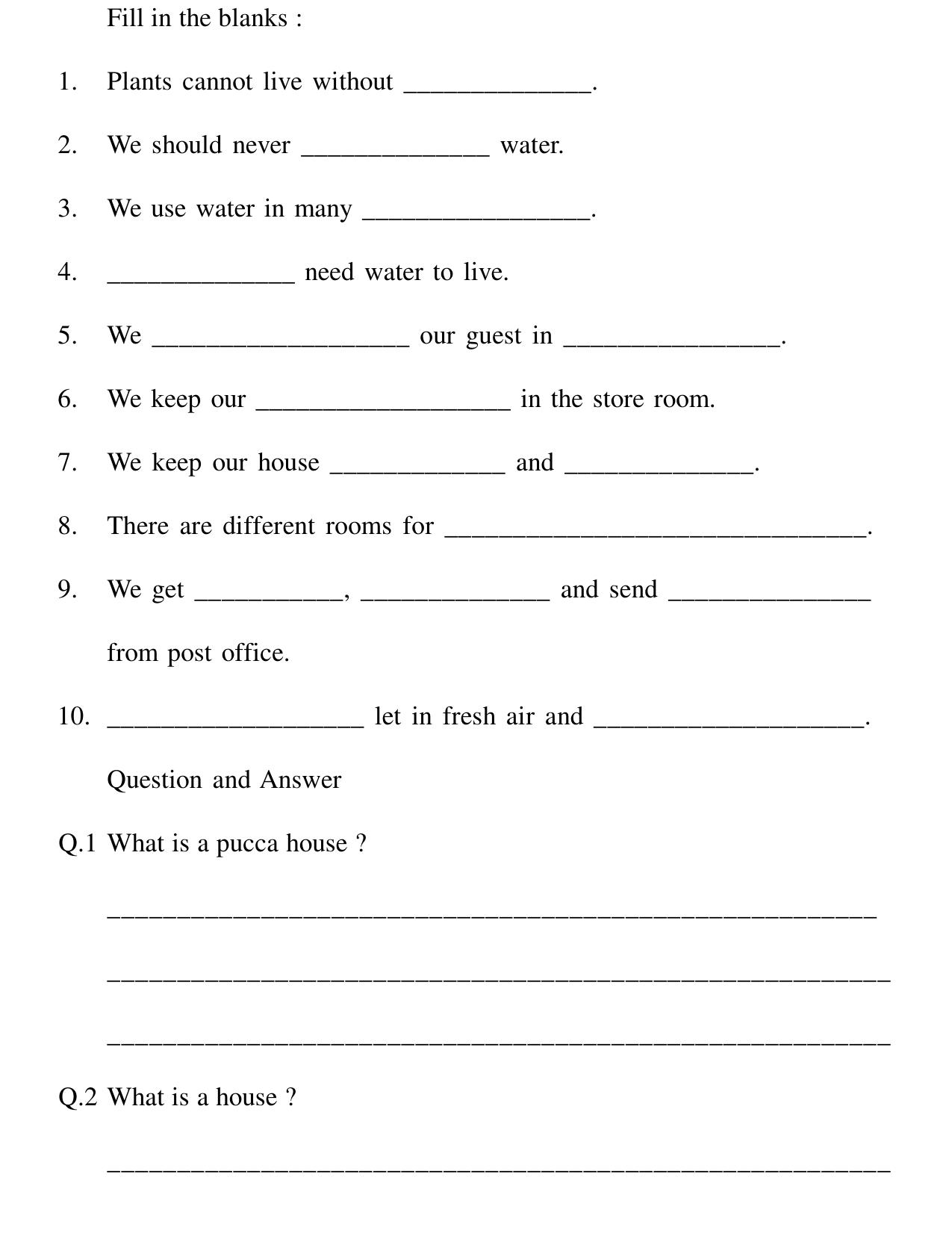 Worksheet for Class 1 EVS Assignment 14 - Page 6