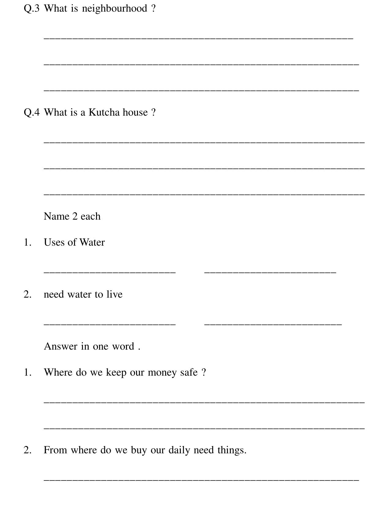 Worksheet for Class 1 EVS Assignment 14 - Page 7