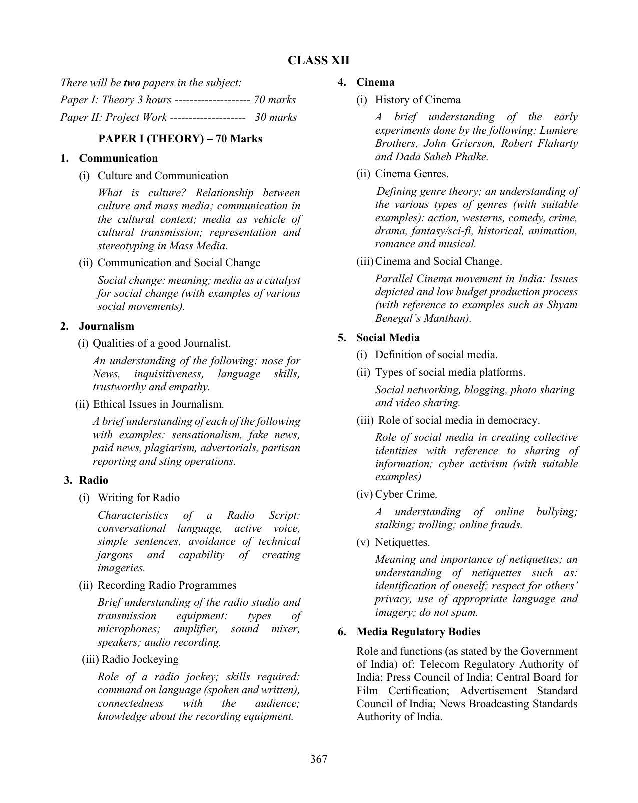 ISC Class XI & XII Mass Media and Communication Syllabus - Page 4