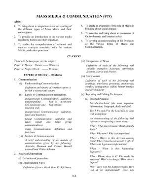 ISC Class XI & XII Mass Media and Communication Syllabus