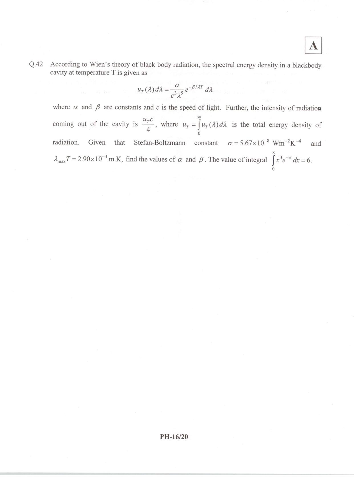 JAM 2014: PH Question Paper - Page 18