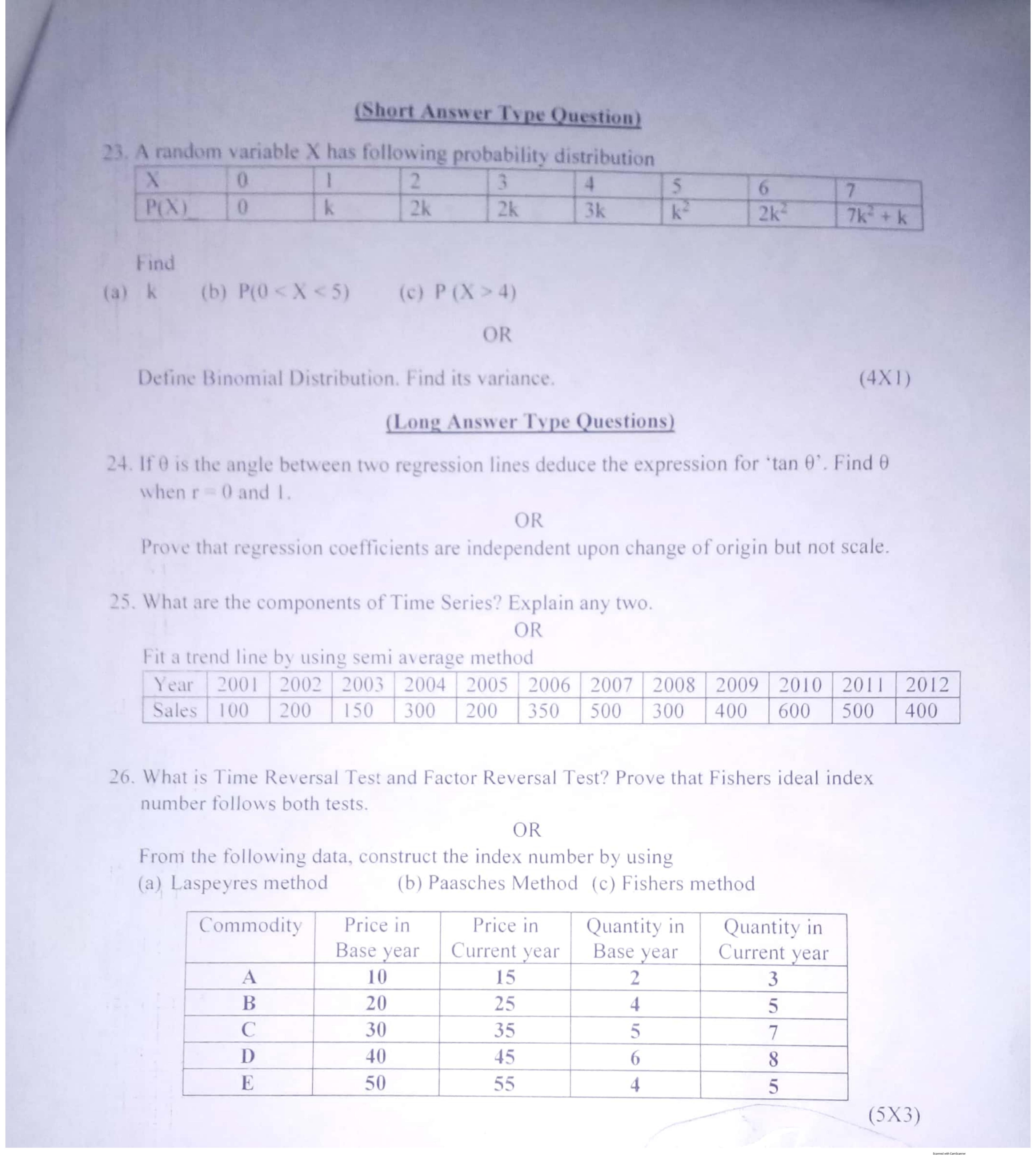 JKBOSE Class 12 Statistics Model Question Paper - Page 2