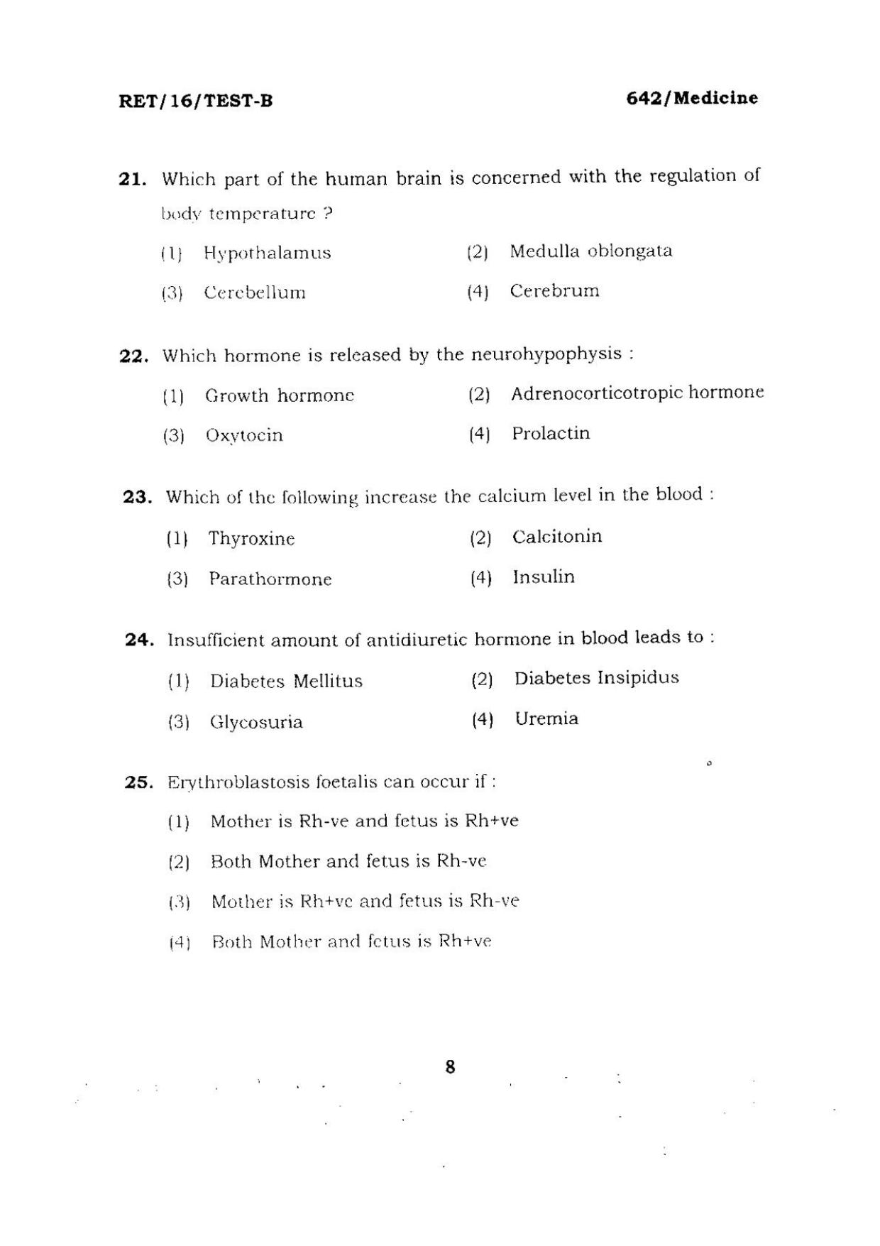 BHU RET MEDICINE 2016 Question Paper - Page 12