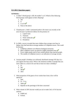 JGEEBILS Biology Answer Keys 2012