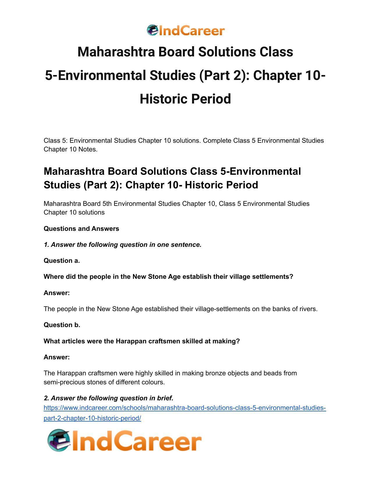Maharashtra Board Solutions Class 5-Environmental Studies (Part 2): Chapter 10- Historic Period - Page 2