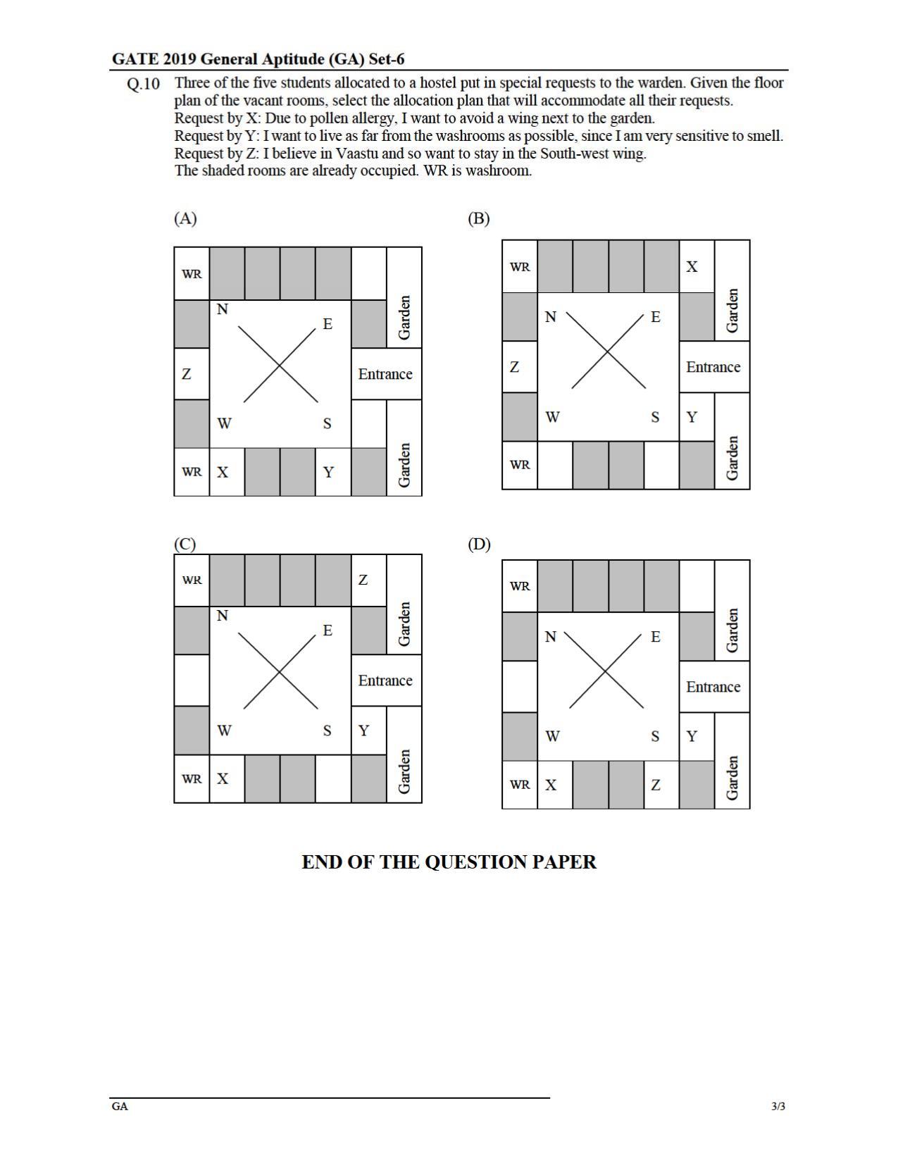 GATE 2019 Computer Science and Information Technology (CS) Question Paper - Page 3