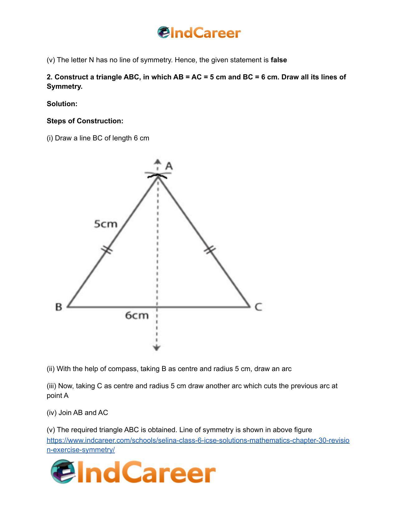 Selina Class 6 ICSE Solutions Mathematics : Chapter 30- Revision Exercise Symmetry - Page 3