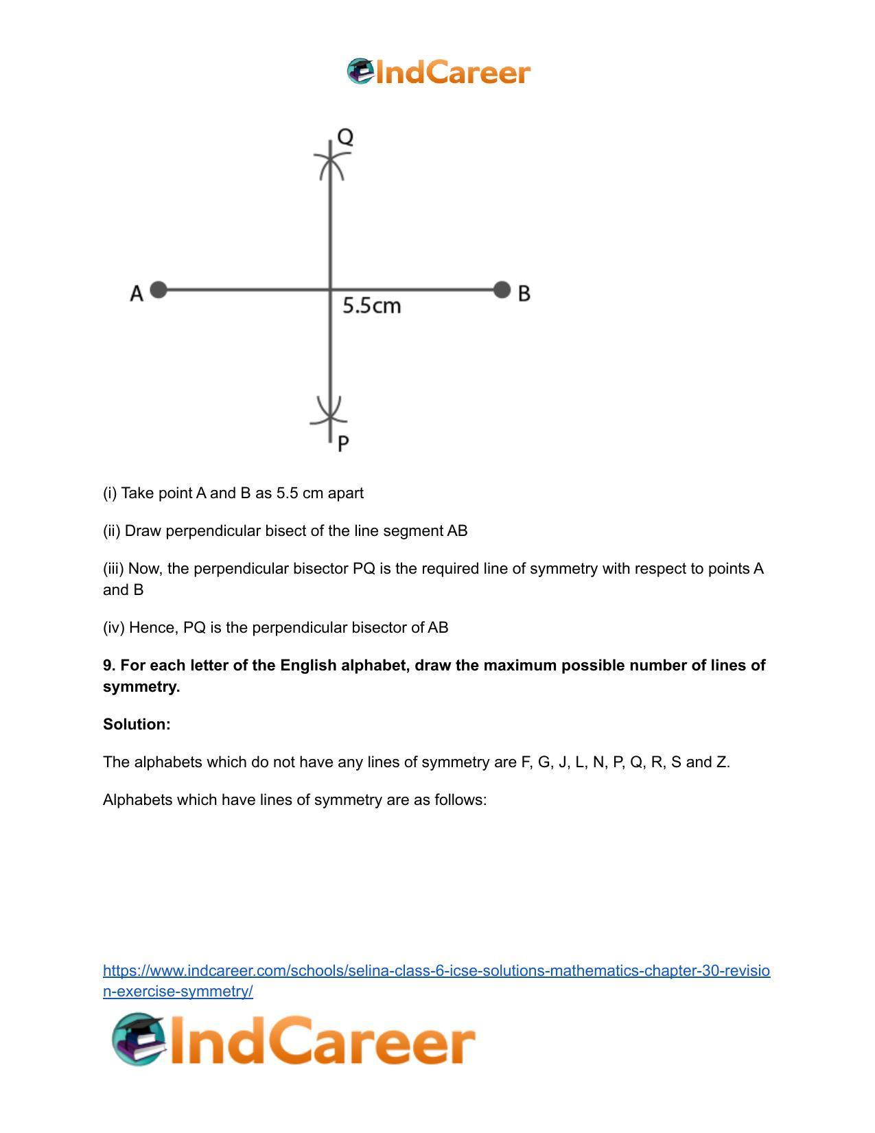 Selina Class 6 ICSE Solutions Mathematics : Chapter 30- Revision Exercise Symmetry - Page 13