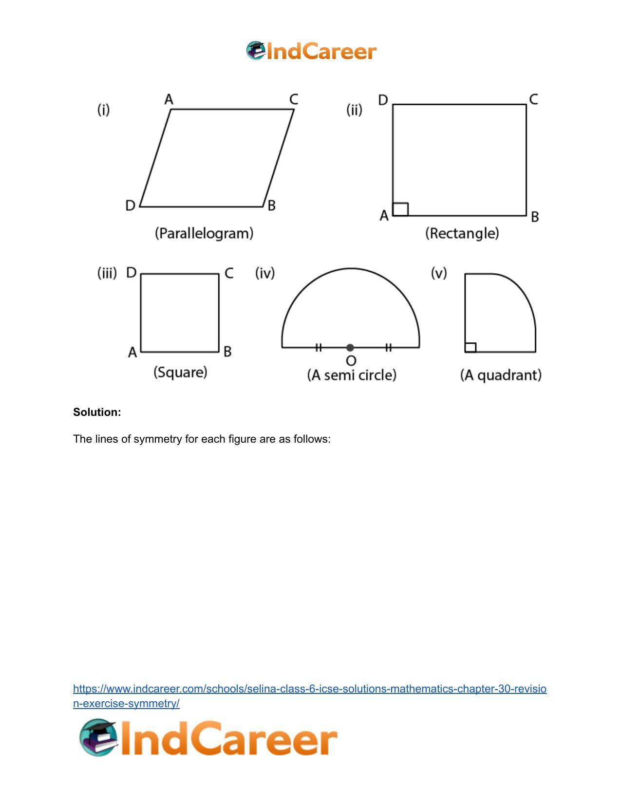 Selina Class 6 ICSE Solutions Mathematics : Chapter 30- Revision Exercise Symmetry - Page 15