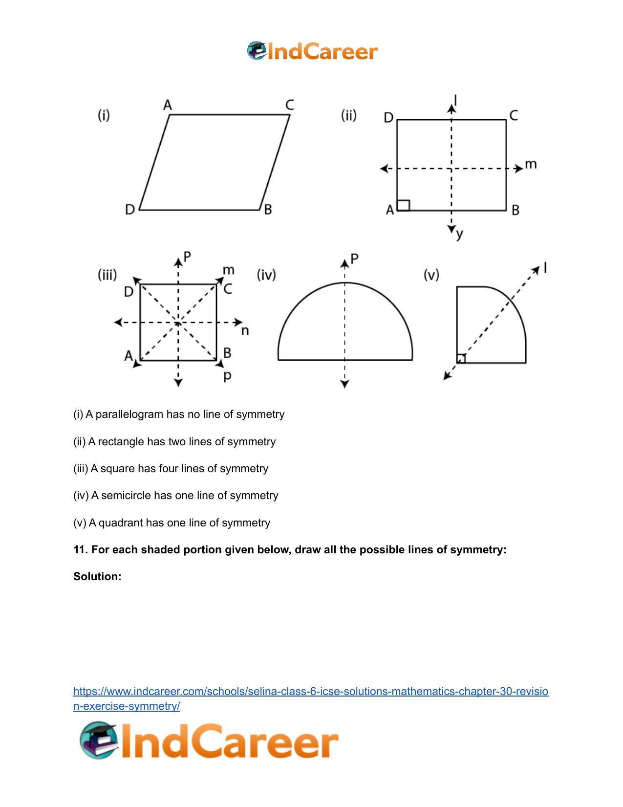 Selina Class 6 ICSE Solutions Mathematics : Chapter 30- Revision Exercise Symmetry - Page 16