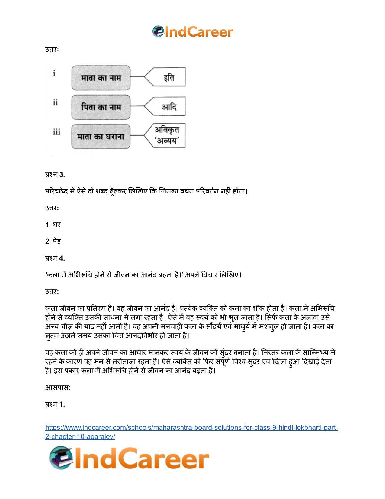 Maharashtra Board Solutions for Class 9- Hindi Lokbharti (Part 2): Chapter 10- अपराजेय - Page 4