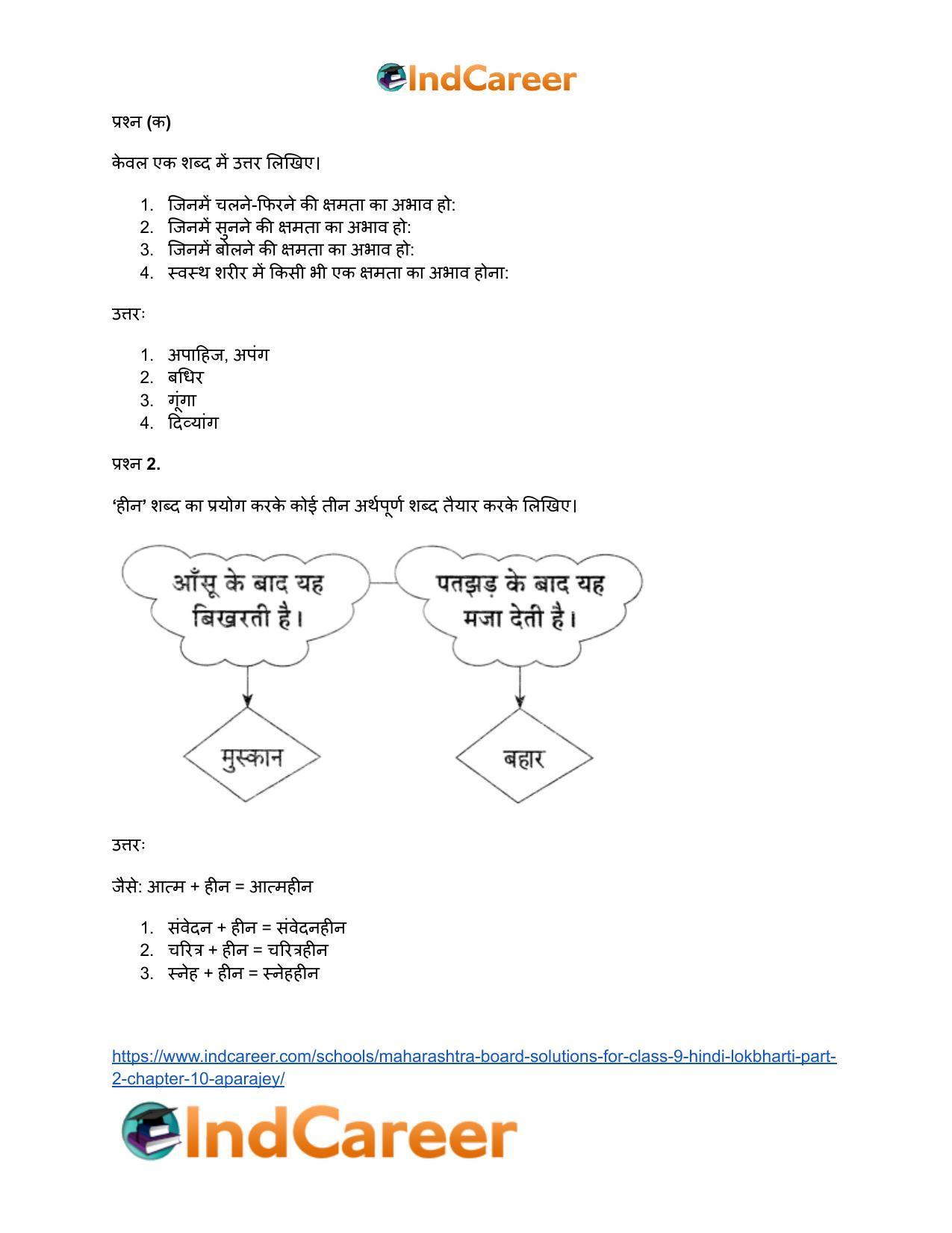 Maharashtra Board Solutions for Class 9- Hindi Lokbharti (Part 2): Chapter 10- अपराजेय - Page 6