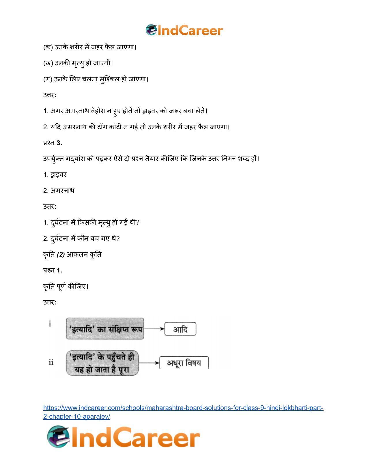 Maharashtra Board Solutions for Class 9- Hindi Lokbharti (Part 2): Chapter 10- अपराजेय - Page 12