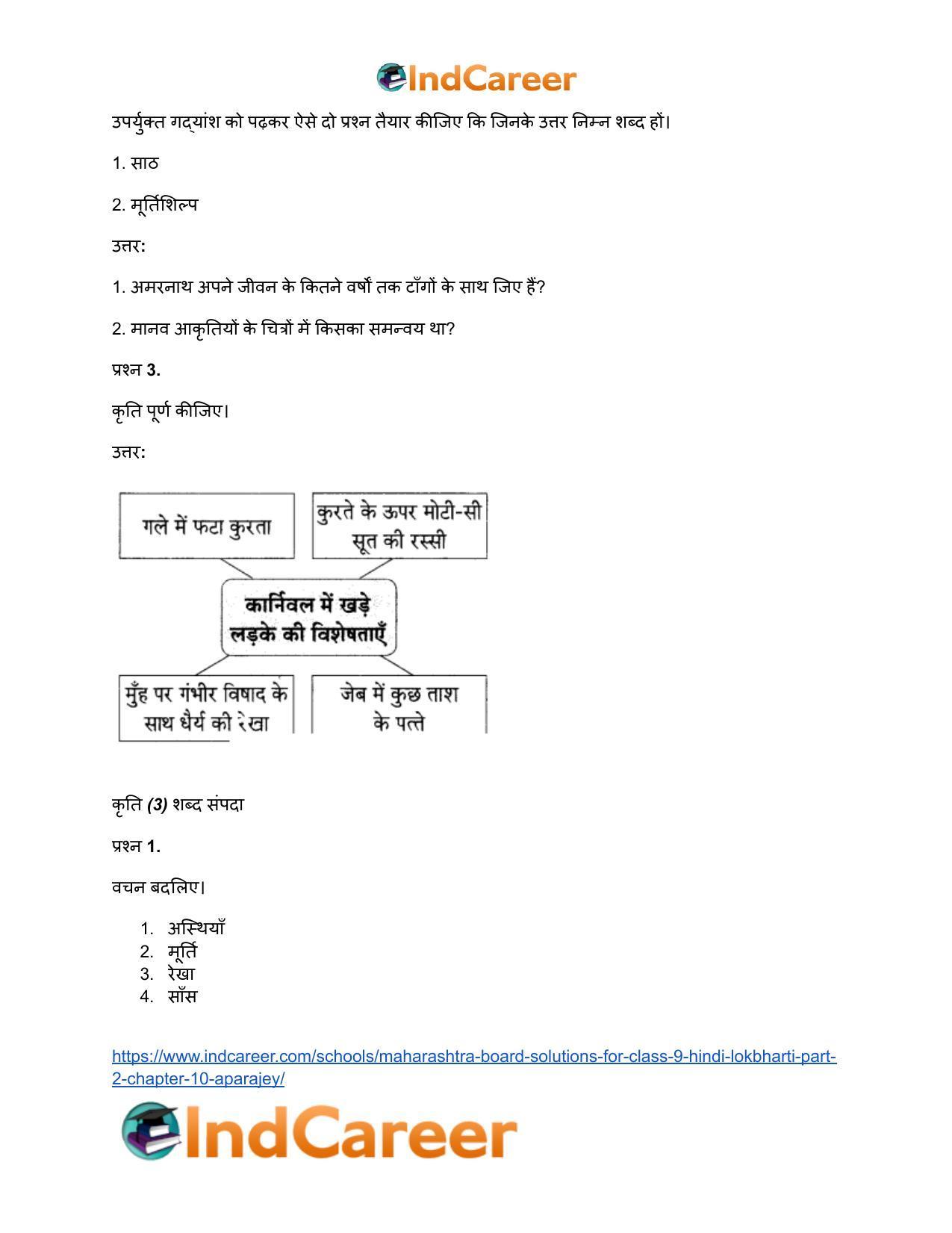 Maharashtra Board Solutions for Class 9- Hindi Lokbharti (Part 2): Chapter 10- अपराजेय - Page 16