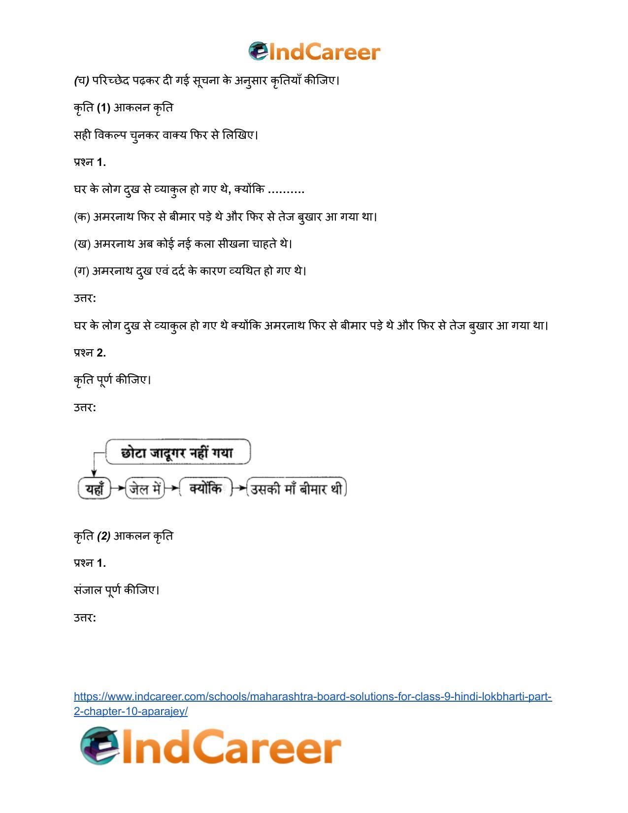 Maharashtra Board Solutions for Class 9- Hindi Lokbharti (Part 2): Chapter 10- अपराजेय - Page 23