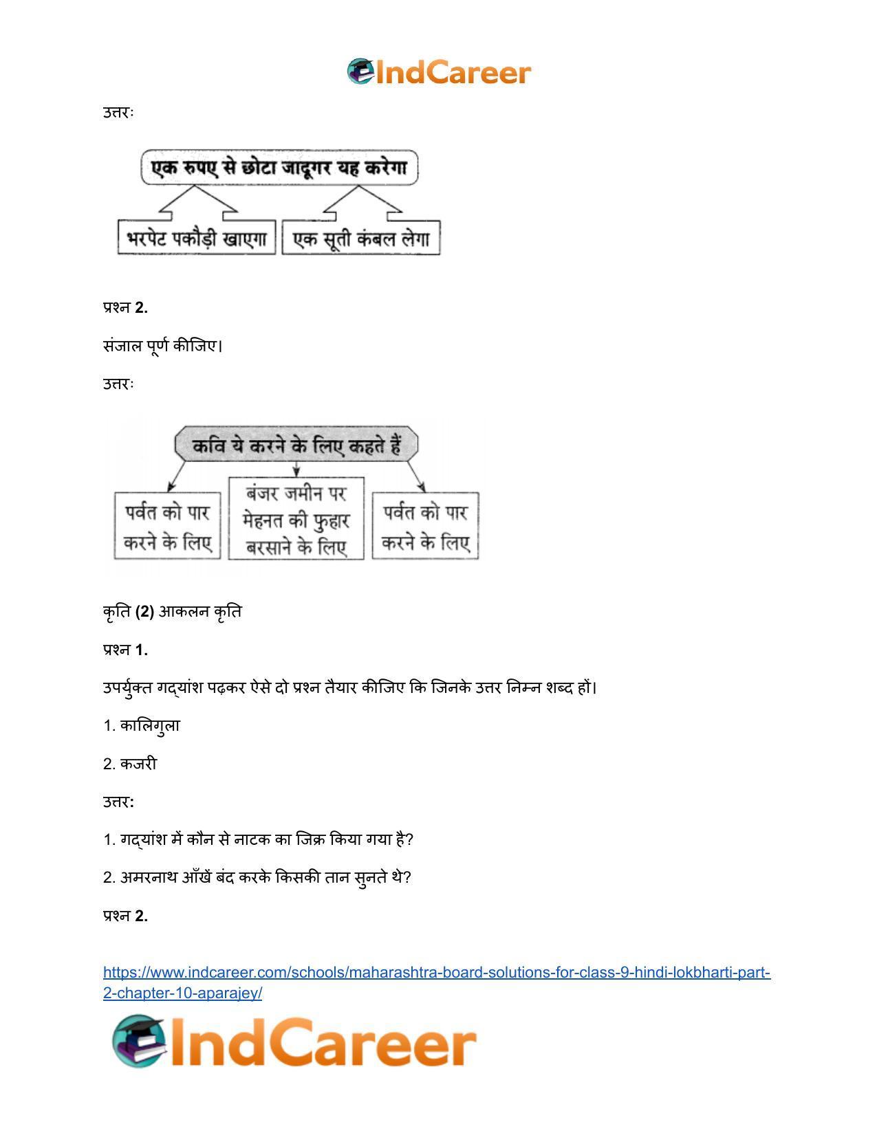 Maharashtra Board Solutions for Class 9- Hindi Lokbharti (Part 2): Chapter 10- अपराजेय - Page 27