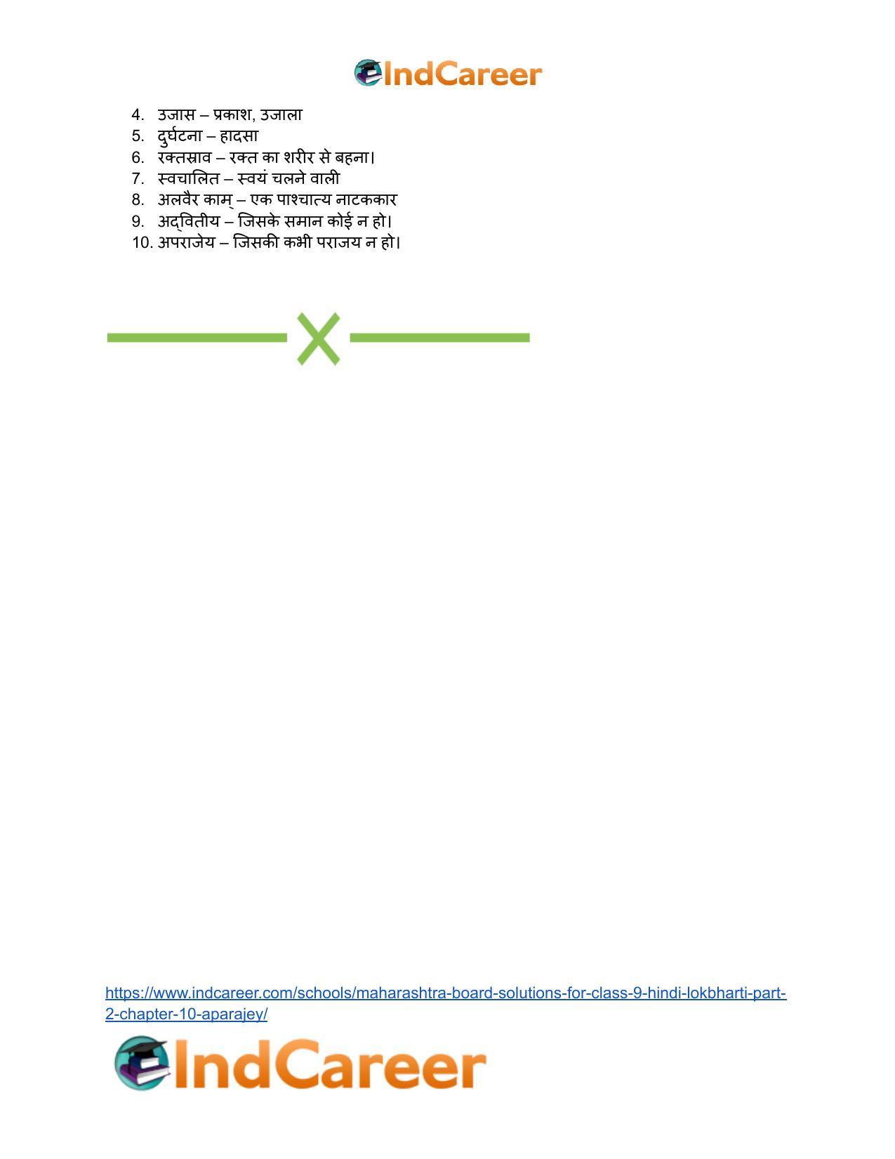 Maharashtra Board Solutions for Class 9- Hindi Lokbharti (Part 2): Chapter 10- अपराजेय - Page 34