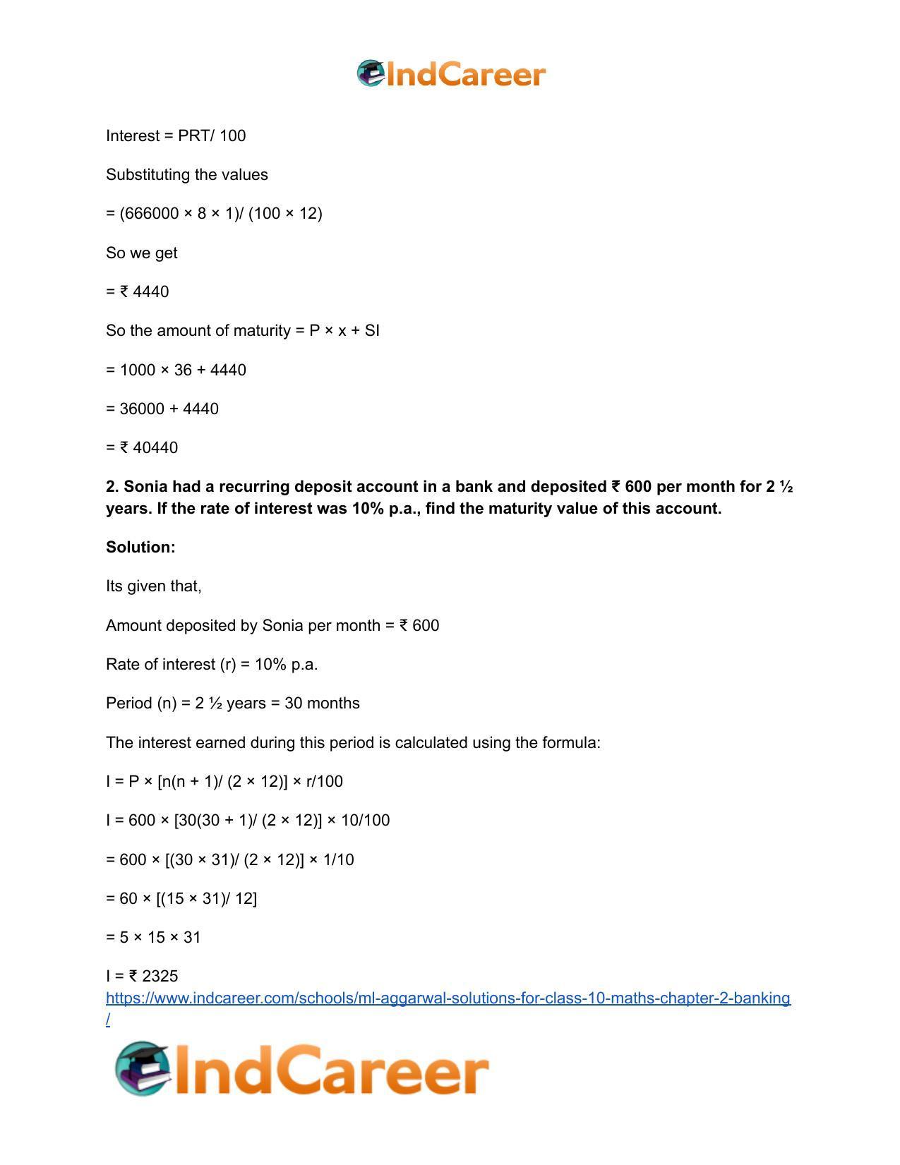 ML Aggarwal Solutions for Class 10 Maths Chapter 2- Banking - Page 3