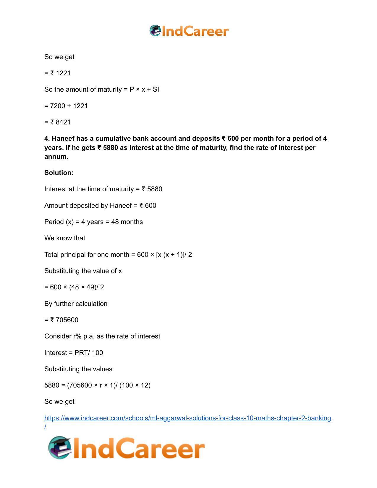 ML Aggarwal Solutions for Class 10 Maths Chapter 2- Banking - Page 5