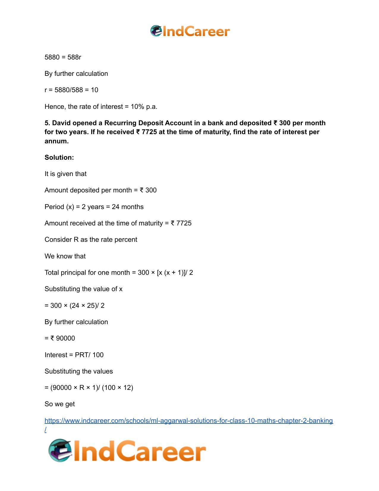 ML Aggarwal Solutions for Class 10 Maths Chapter 2- Banking - Page 6
