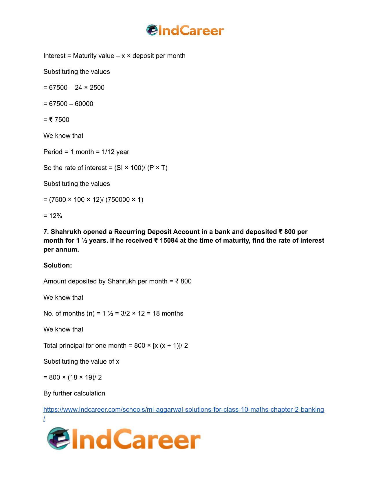 ML Aggarwal Solutions for Class 10 Maths Chapter 2- Banking - Page 8