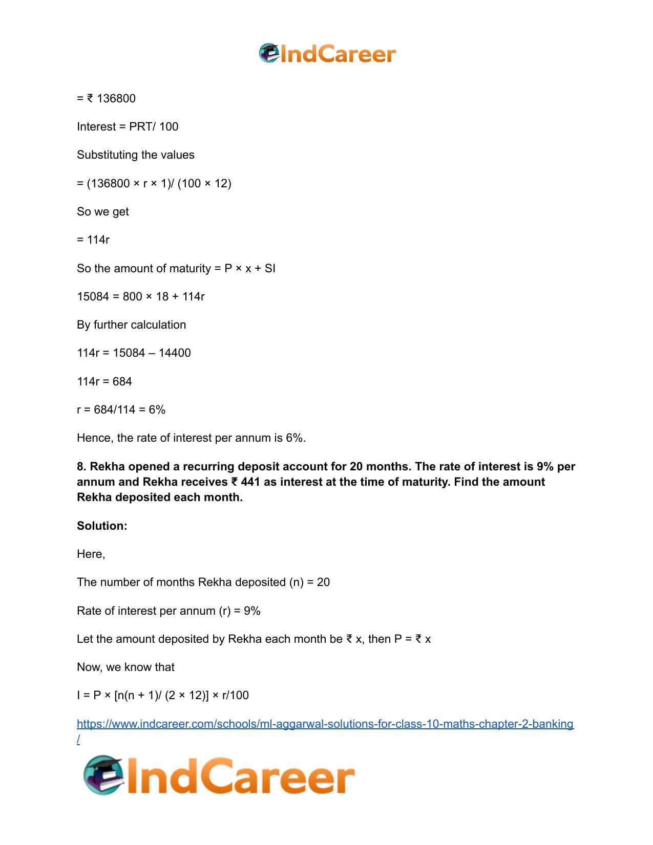 ML Aggarwal Solutions for Class 10 Maths Chapter 2- Banking - Page 9