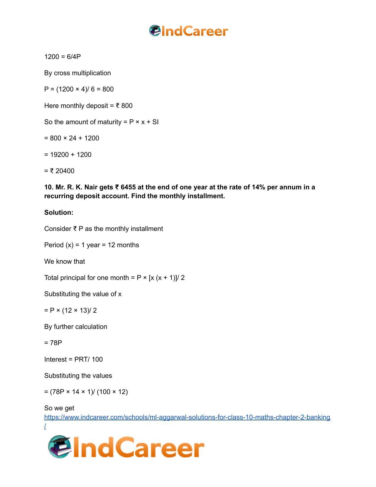 ML Aggarwal Solutions for Class 10 Maths Chapter 2- Banking - Page 11