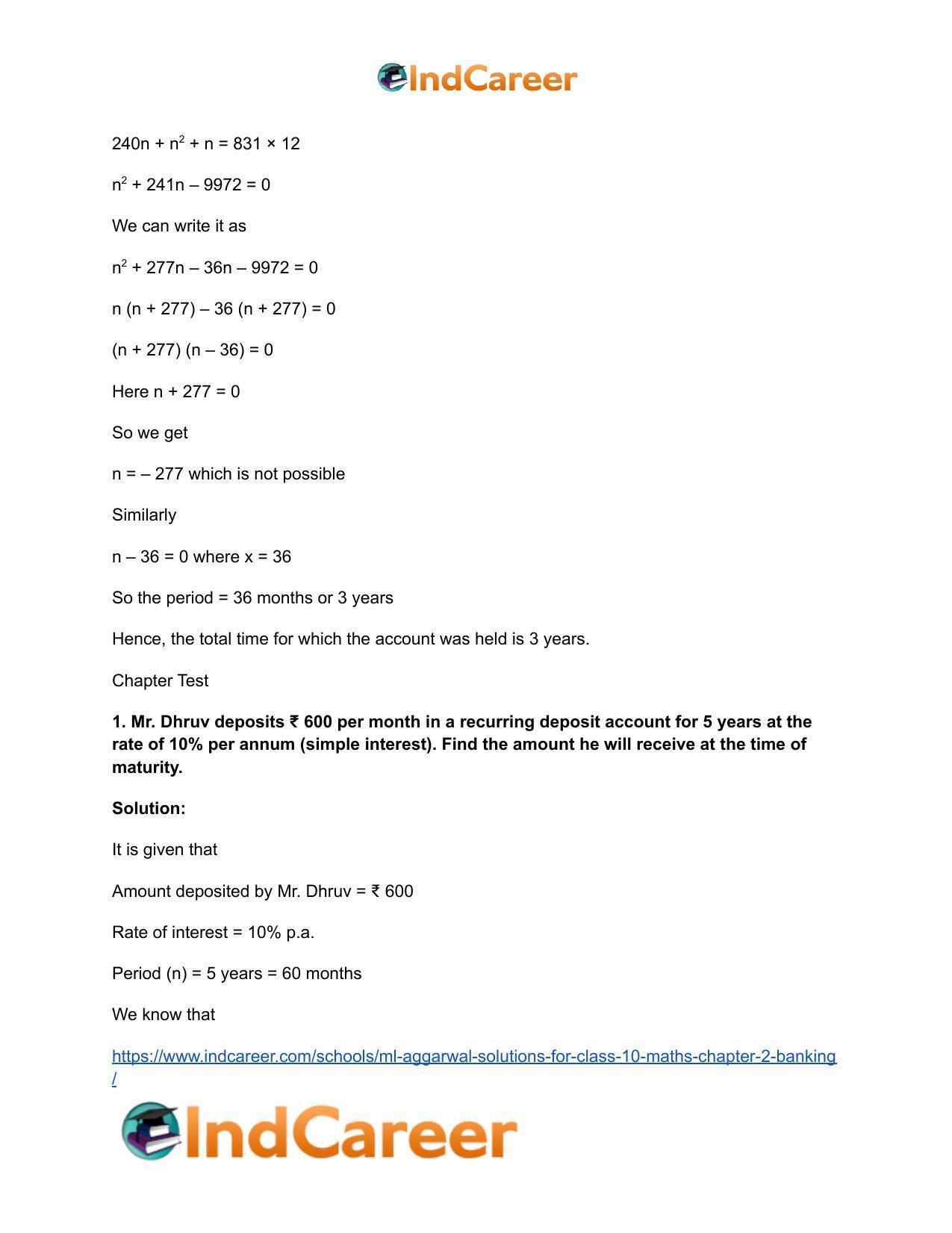 ML Aggarwal Solutions for Class 10 Maths Chapter 2- Banking - Page 13