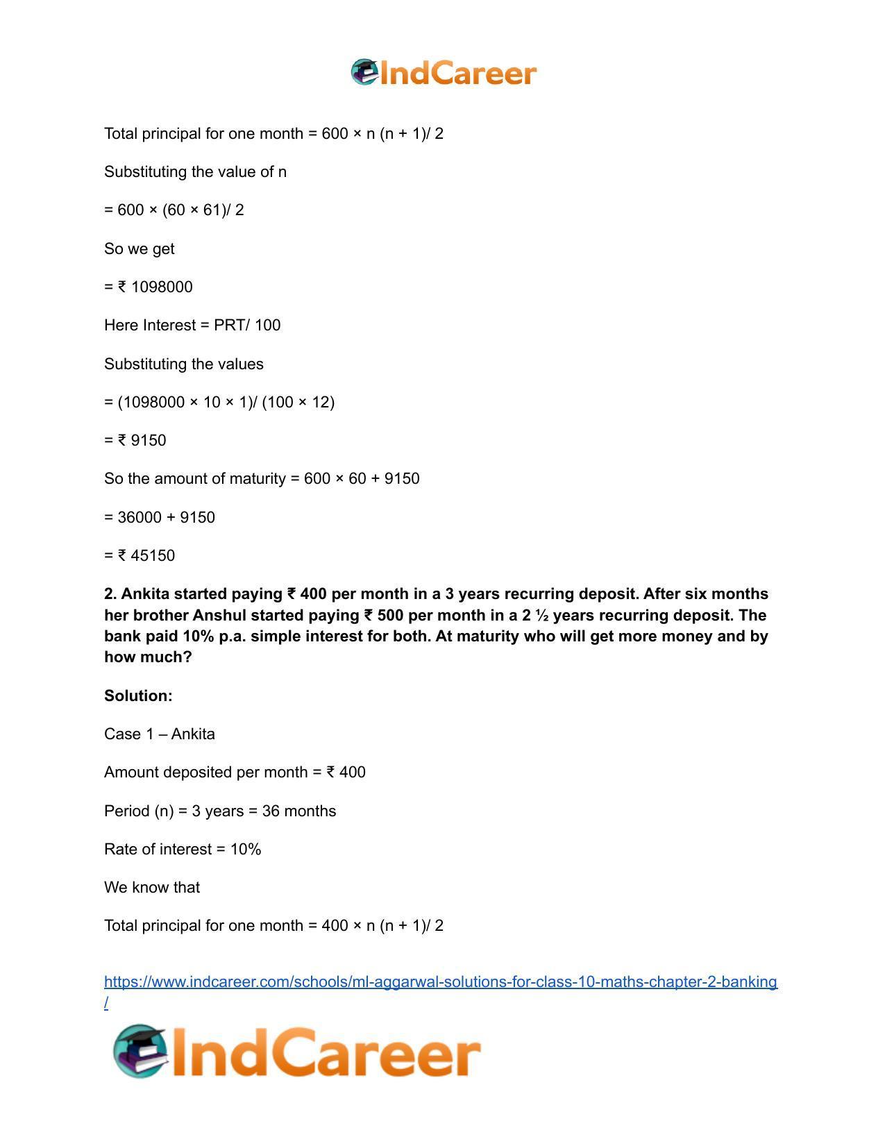 ML Aggarwal Solutions for Class 10 Maths Chapter 2- Banking - Page 14