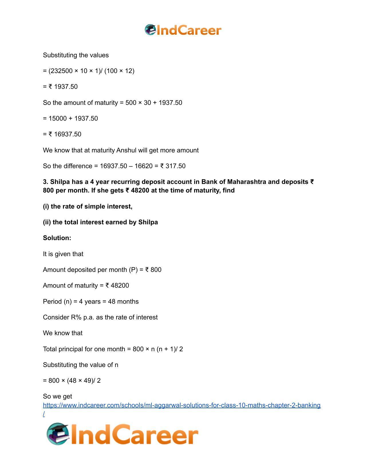 ML Aggarwal Solutions for Class 10 Maths Chapter 2- Banking - Page 16