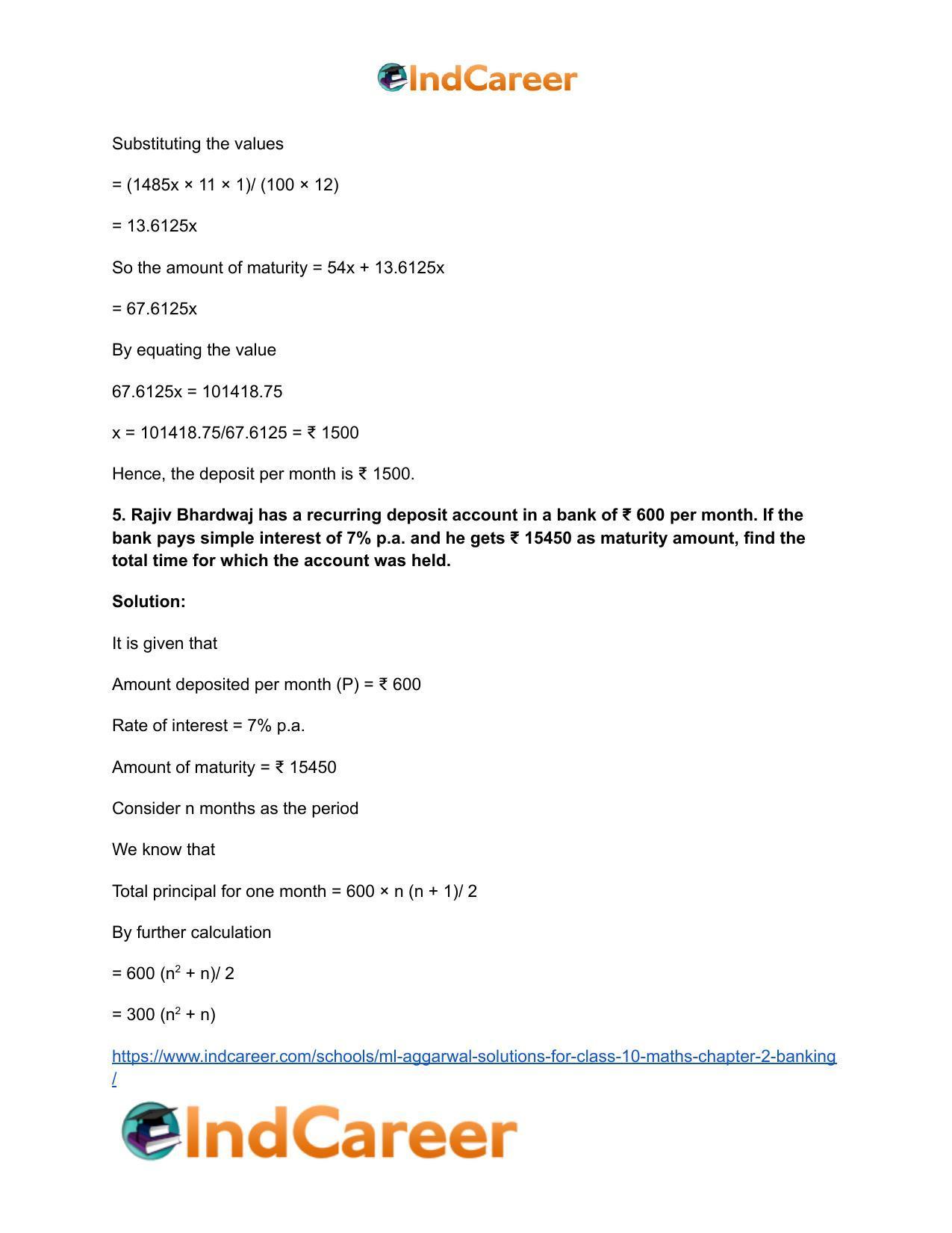 ML Aggarwal Solutions for Class 10 Maths Chapter 2- Banking - Page 18