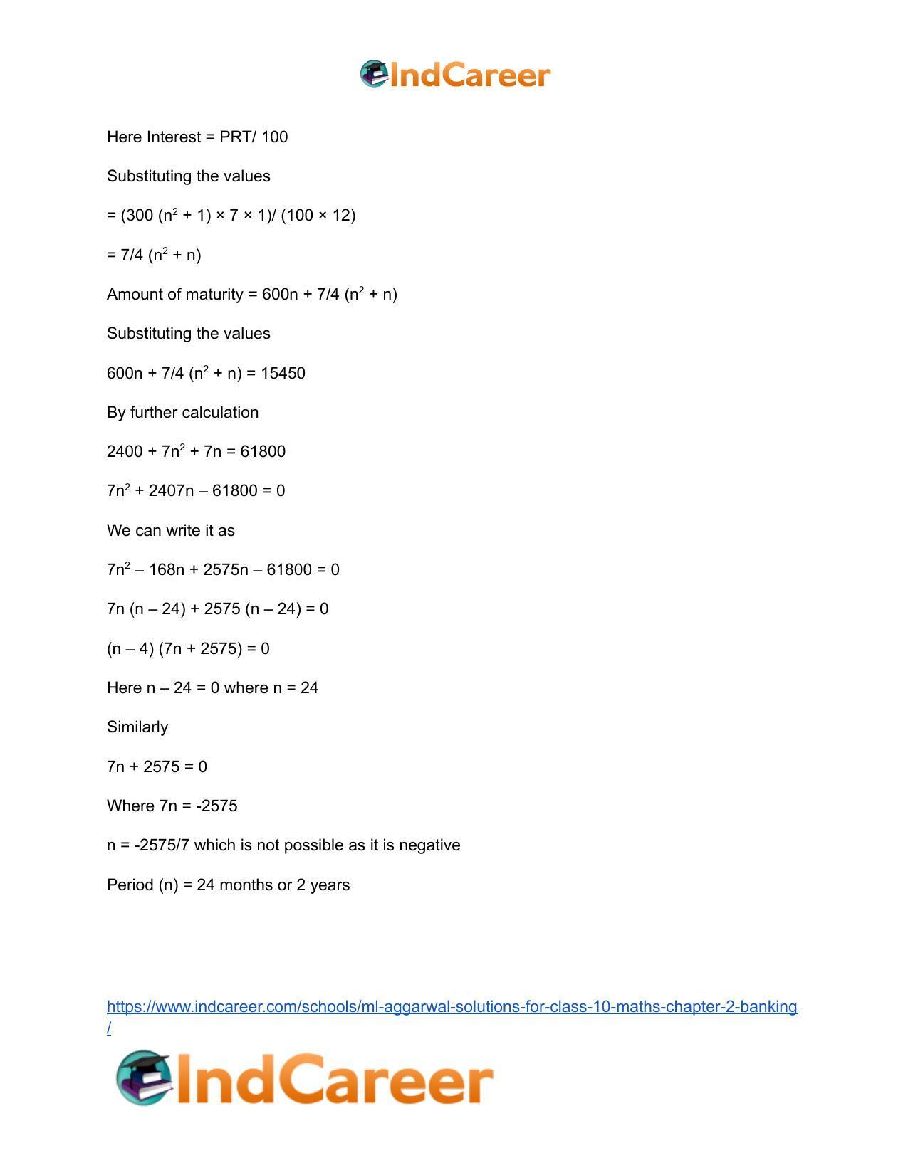 ML Aggarwal Solutions for Class 10 Maths Chapter 2- Banking - Page 19