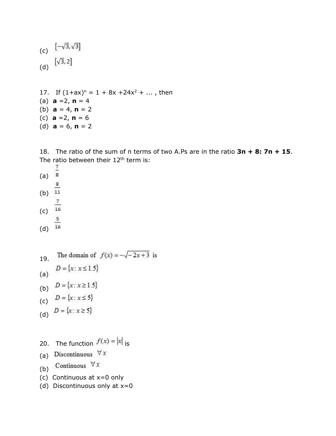 SRMJEEE Model Question Paper - Page 18