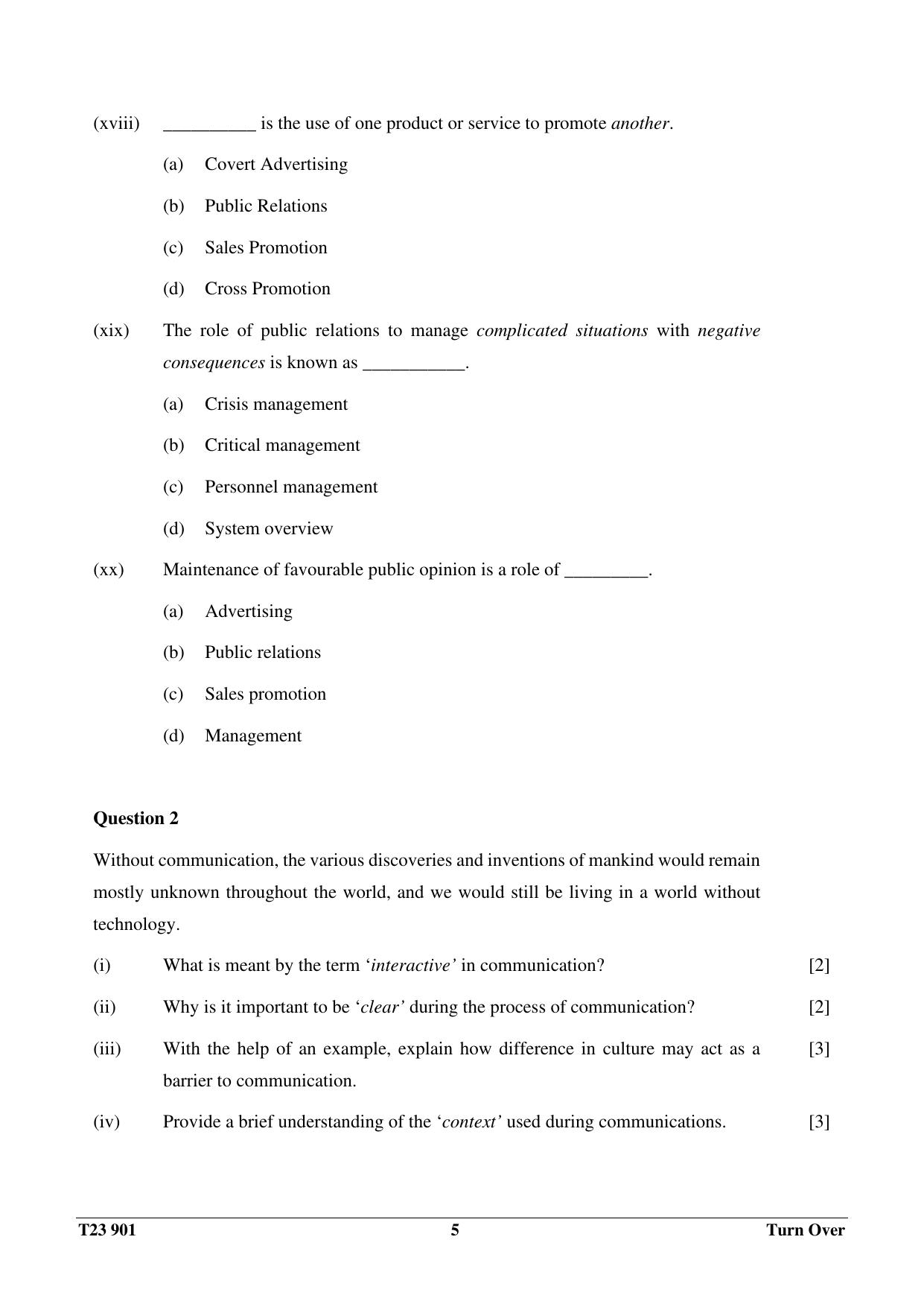 ICSE Class 10 MASS MEDIA & COMMUNICATION 2023 Question Paper - Page 5