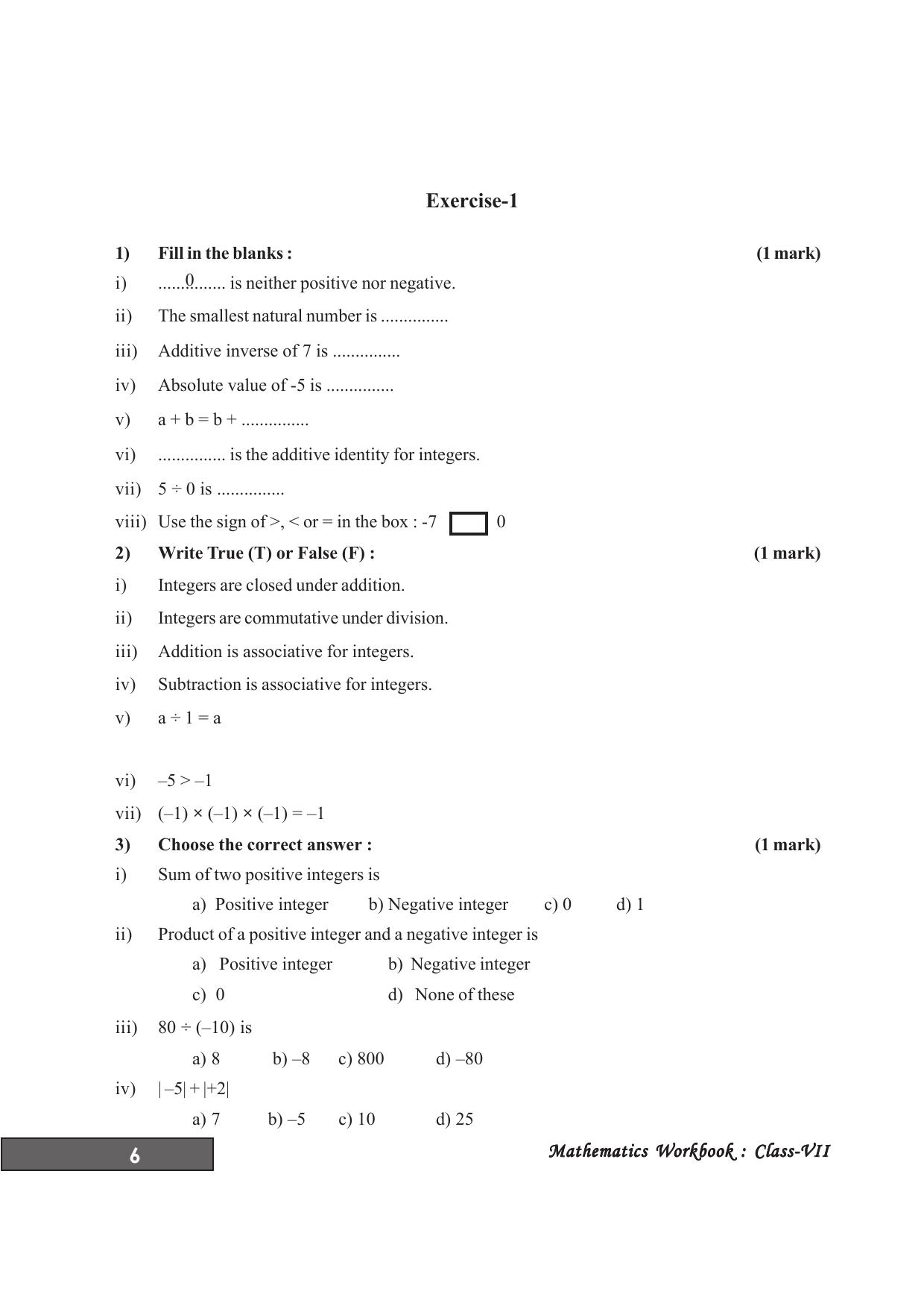 Tripura Board Class 7 Math English Version Workbooks - Page 10