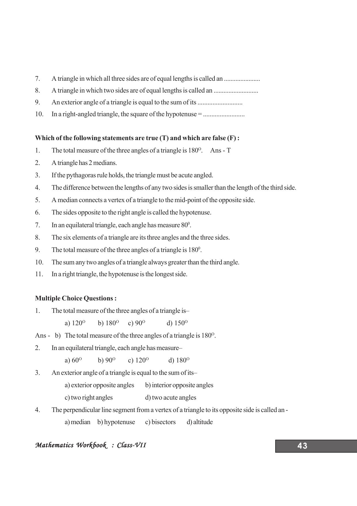 Tripura Board Class 7 Math English Version Workbooks - Page 47