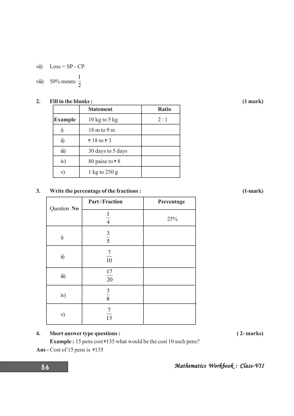 Tripura Board Class 7 Math English Version Workbooks - Page 60