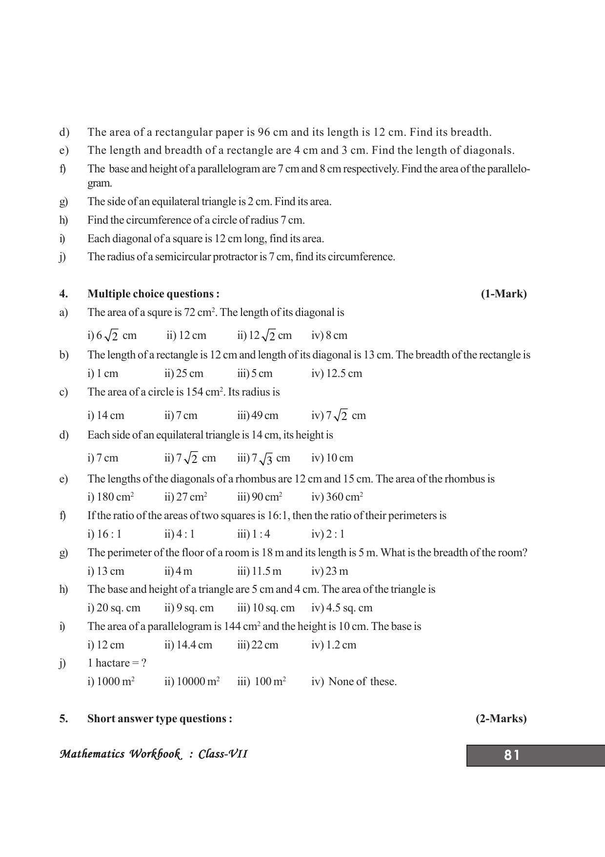 Tripura Board Class 7 Math English Version Workbooks - Page 85